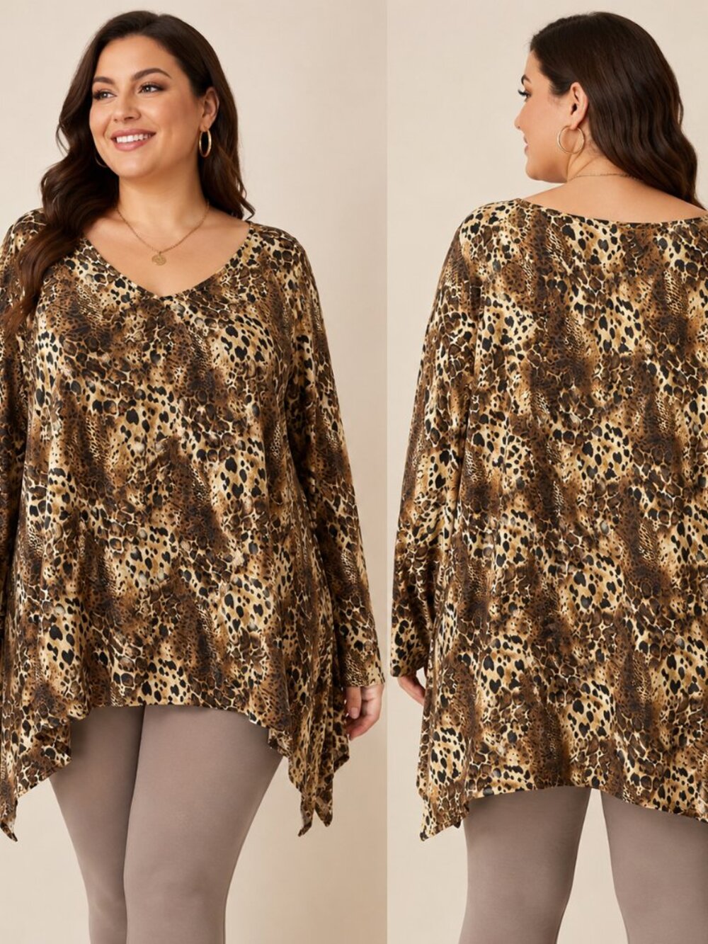 Allison Taylor Animal Print Poncho Blouse – 1X